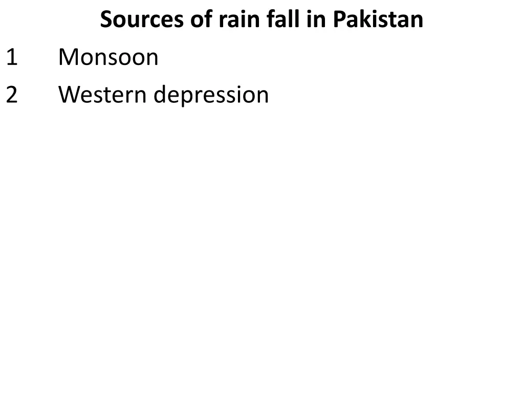 sources of rain fall in pakistan monsoon western