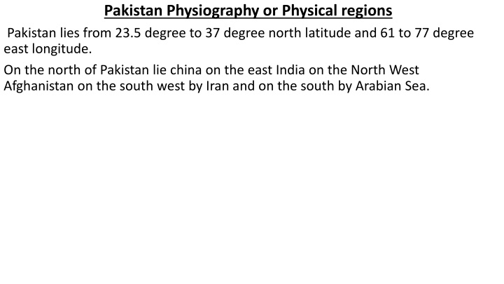 pakistan physiography or physical regions