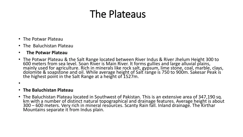 the plateaus the plateaus