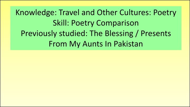 knowledge travel and other cultures poetry skill