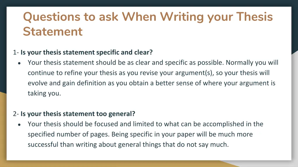 questions to ask when writing your thesis