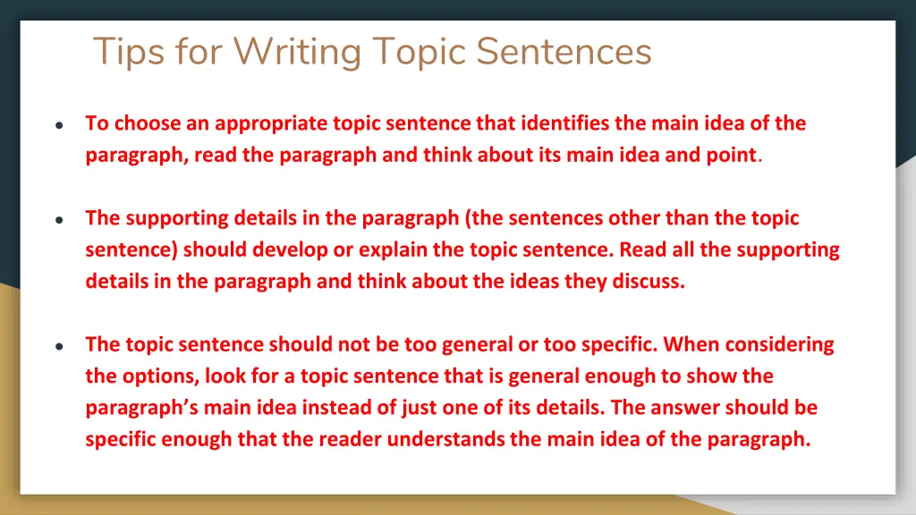 tips for writing topic sentences