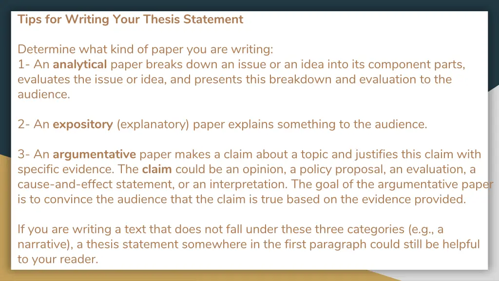 tips for writing your thesis statement