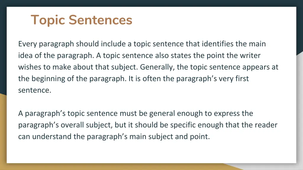 topic sentences