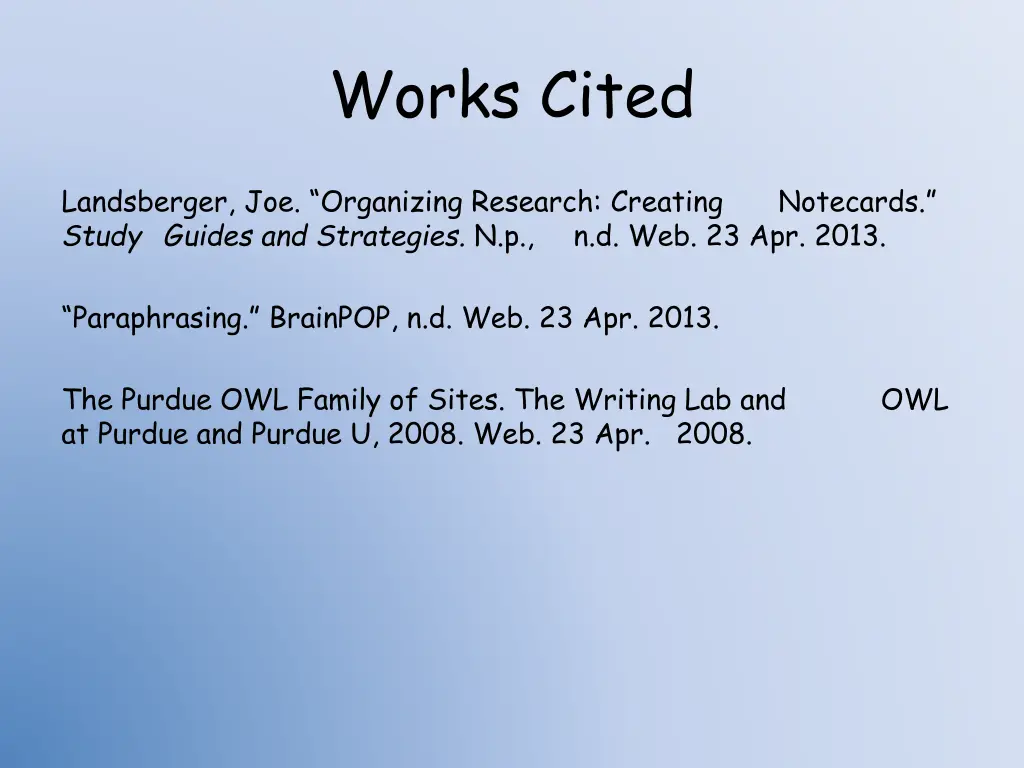 works cited