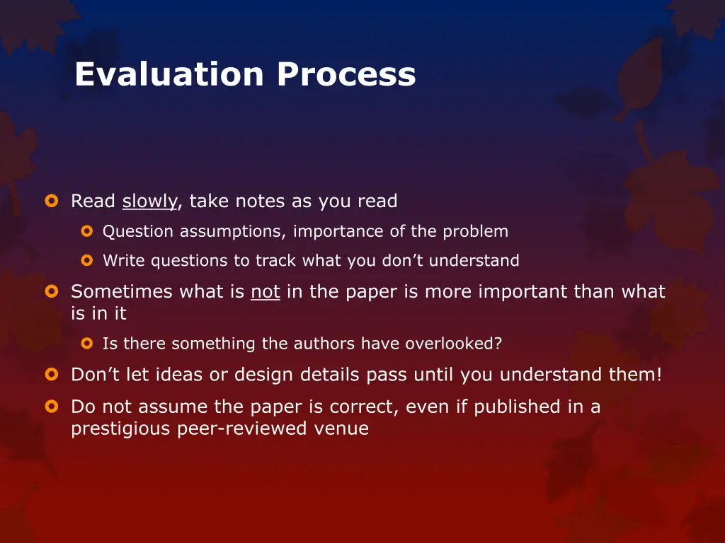 evaluation process