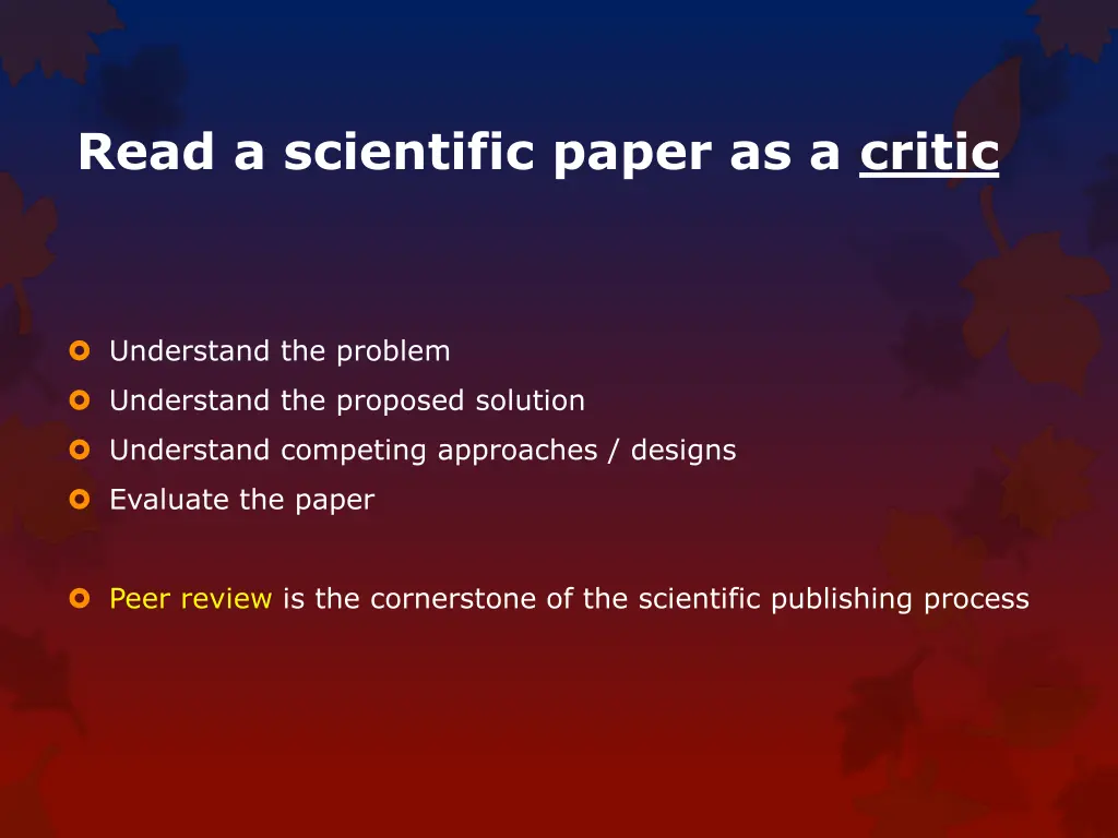 read a scientific paper as a critic