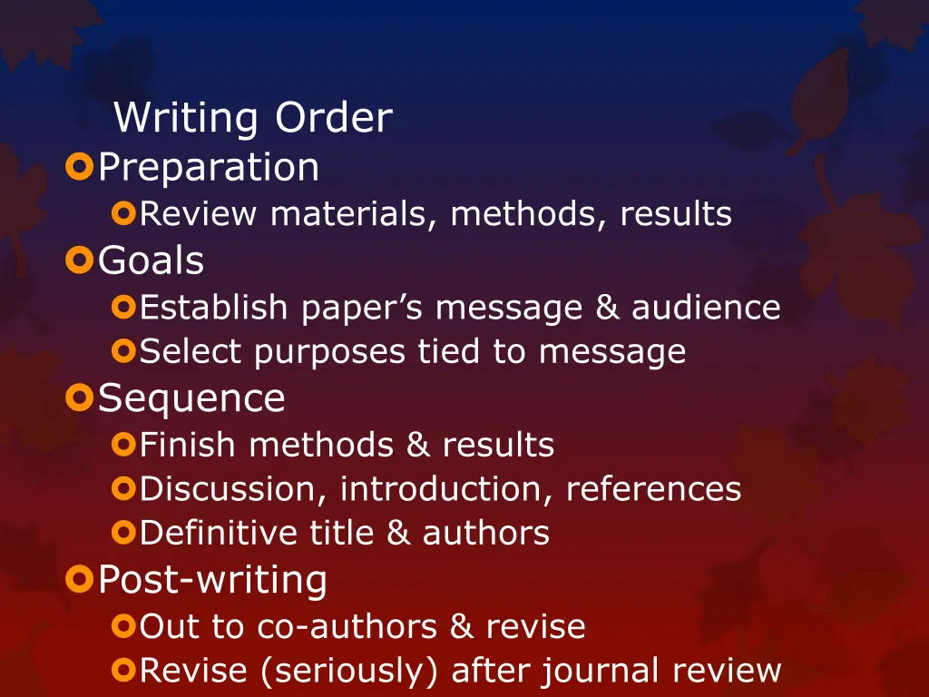 writing order preparation review materials