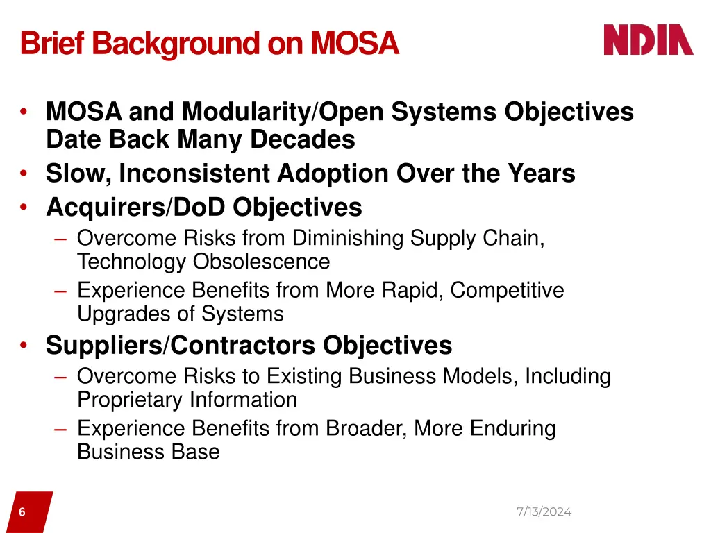 brief background on mosa