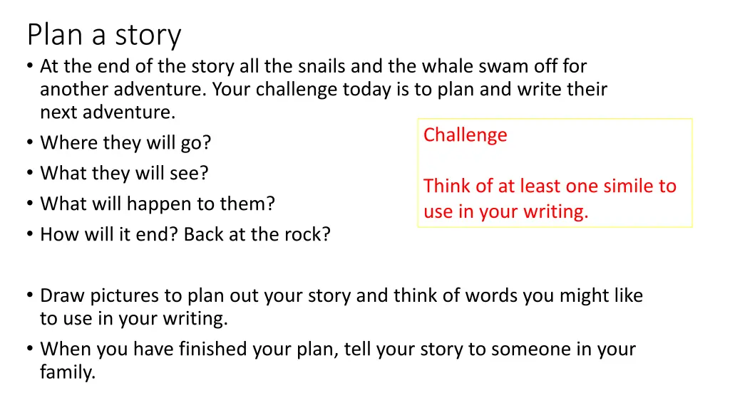 plan a story at the end of the story