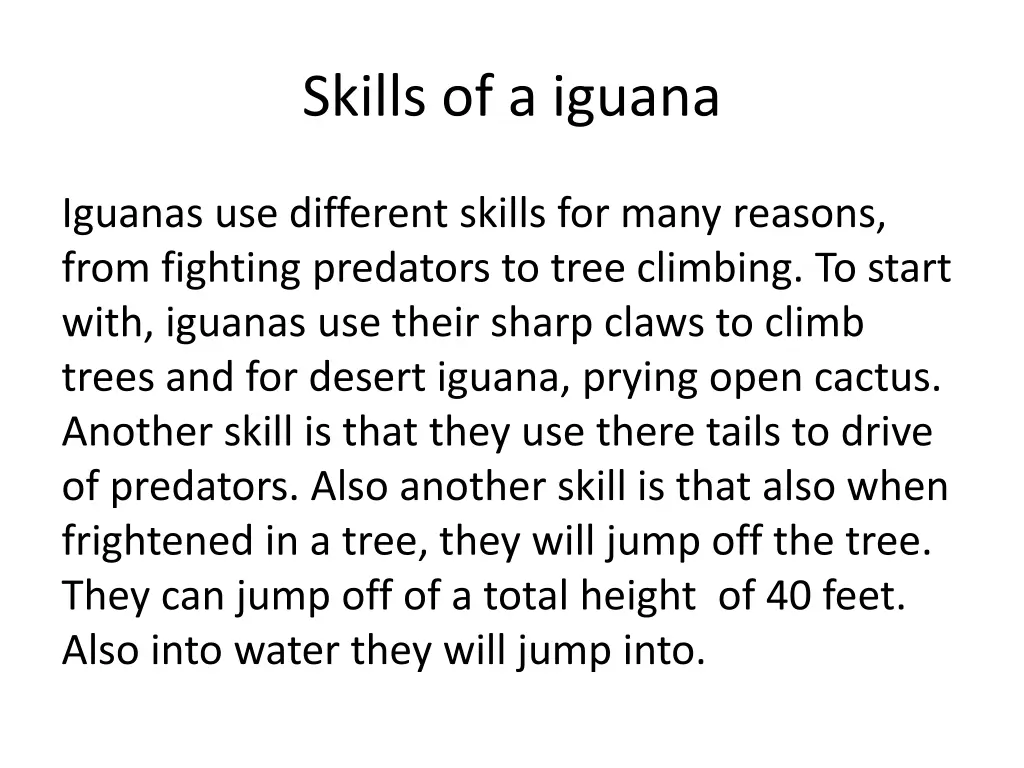 skills of a iguana