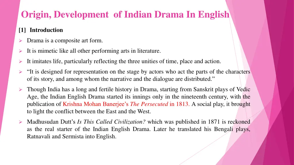 origin development of indian drama in english