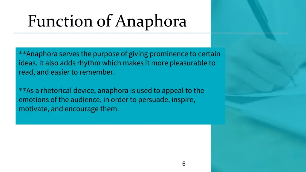 function of anaphora