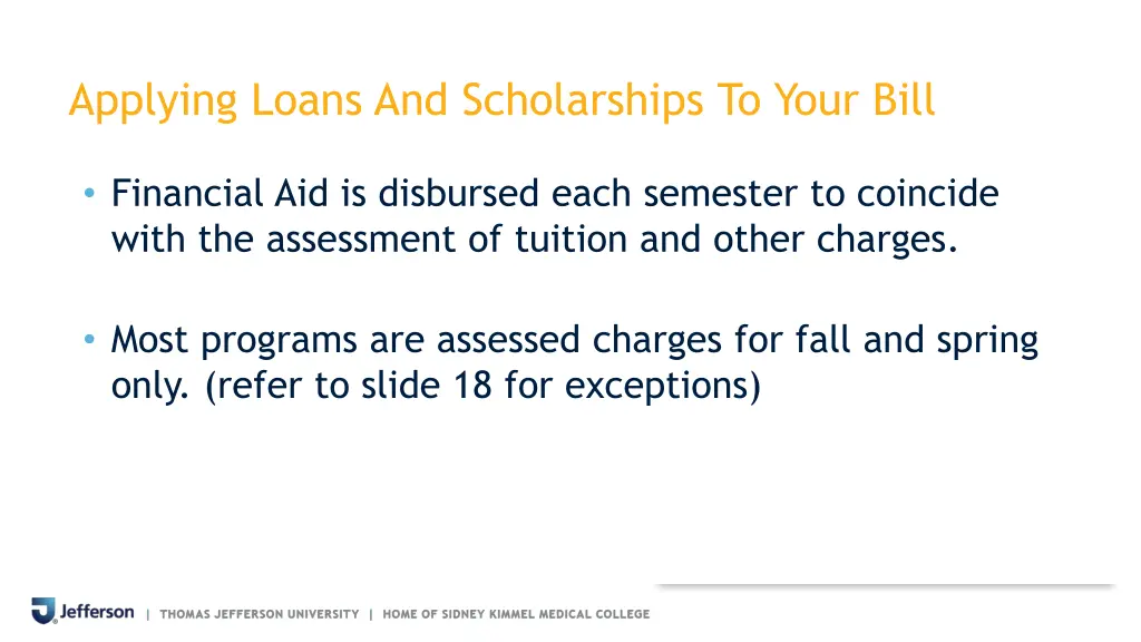 applying loans and scholarships to your bill