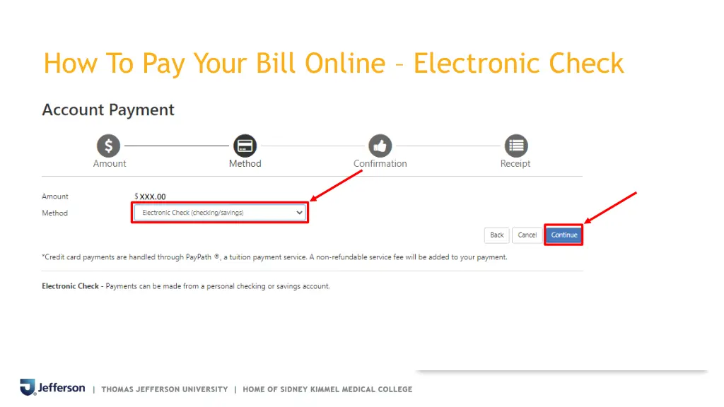 how to pay your bill online electronic check