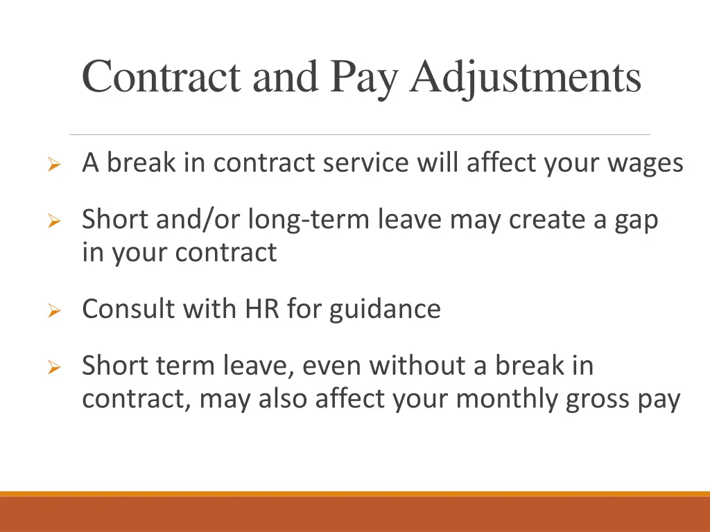 contract and pay adjustments