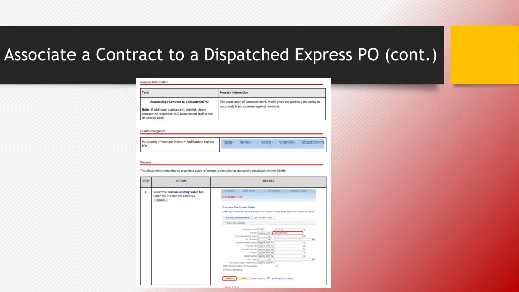 associate a contract to a dispatched express