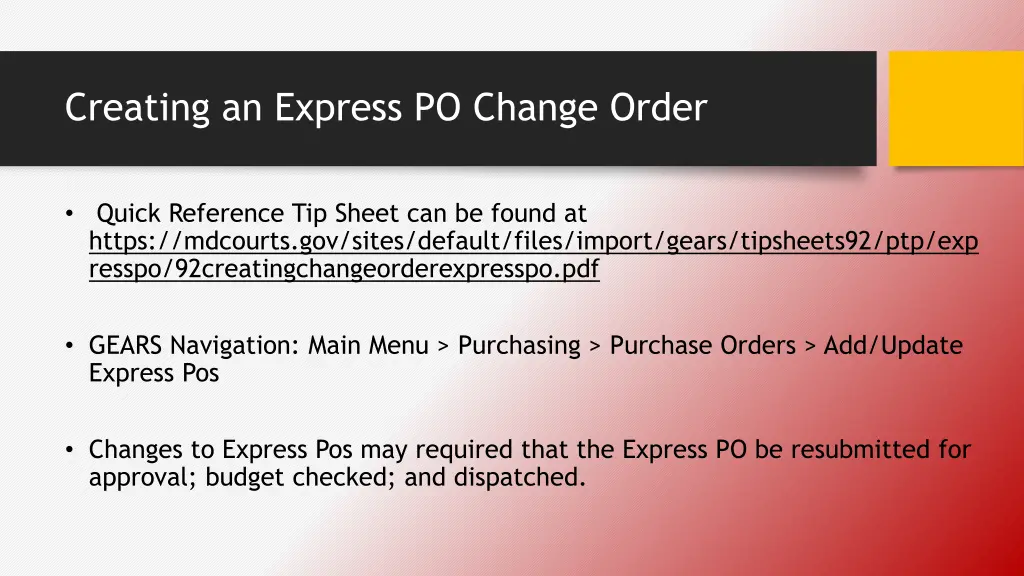 creating an express po change order