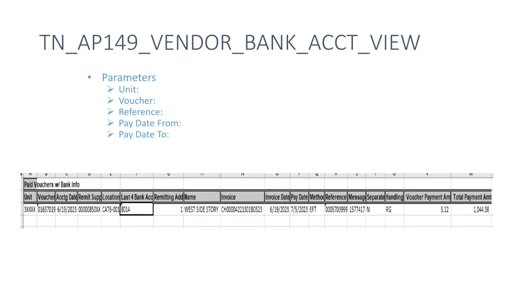 tn ap149 vendor bank acct view