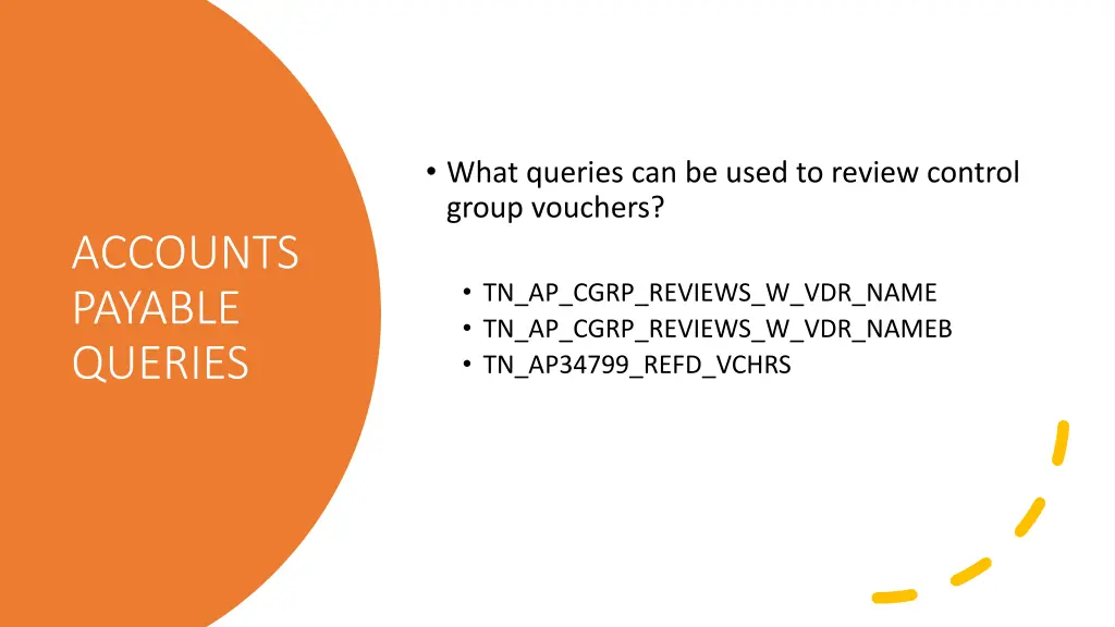 what queries can be used to review control group