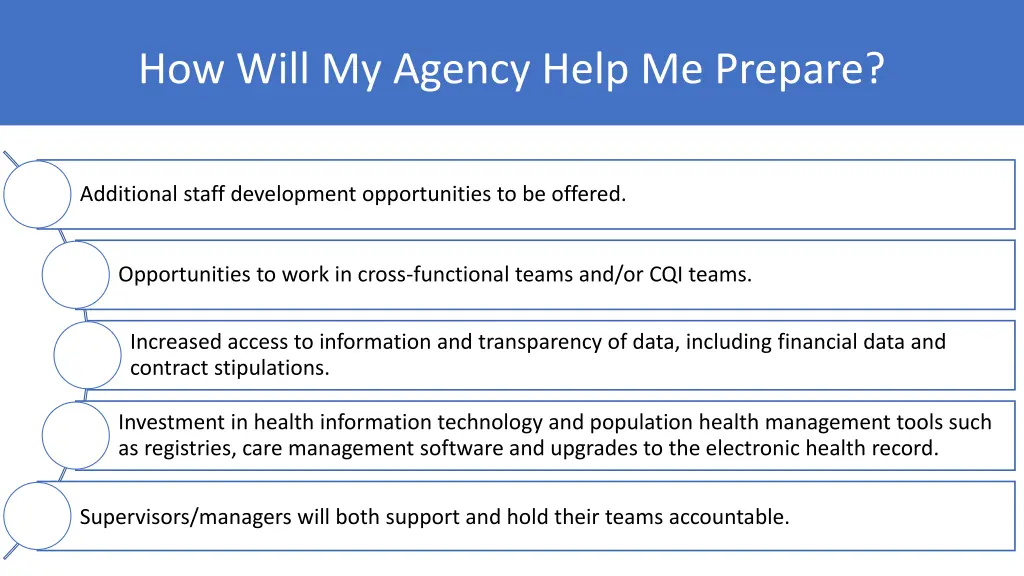 how will my agency help me prepare