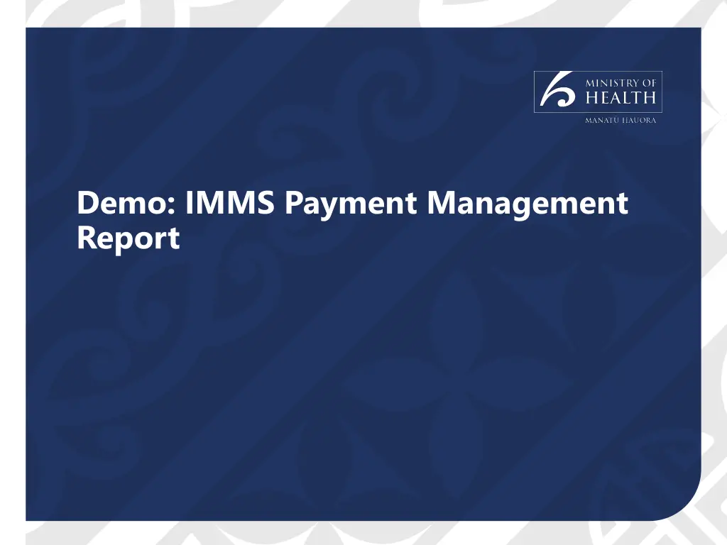 demo imms payment management report