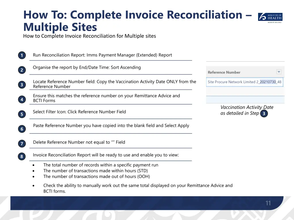 how to complete invoice reconciliation multiple