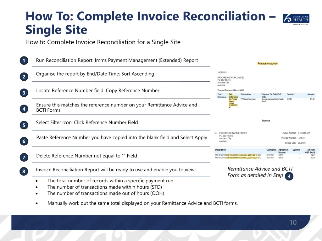 how to complete invoice reconciliation single