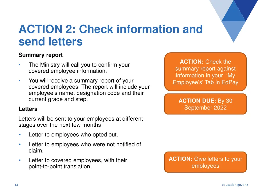 action 2 check information and send letters