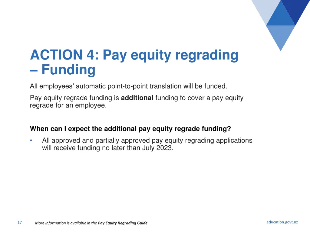 action 4 pay equity regrading funding