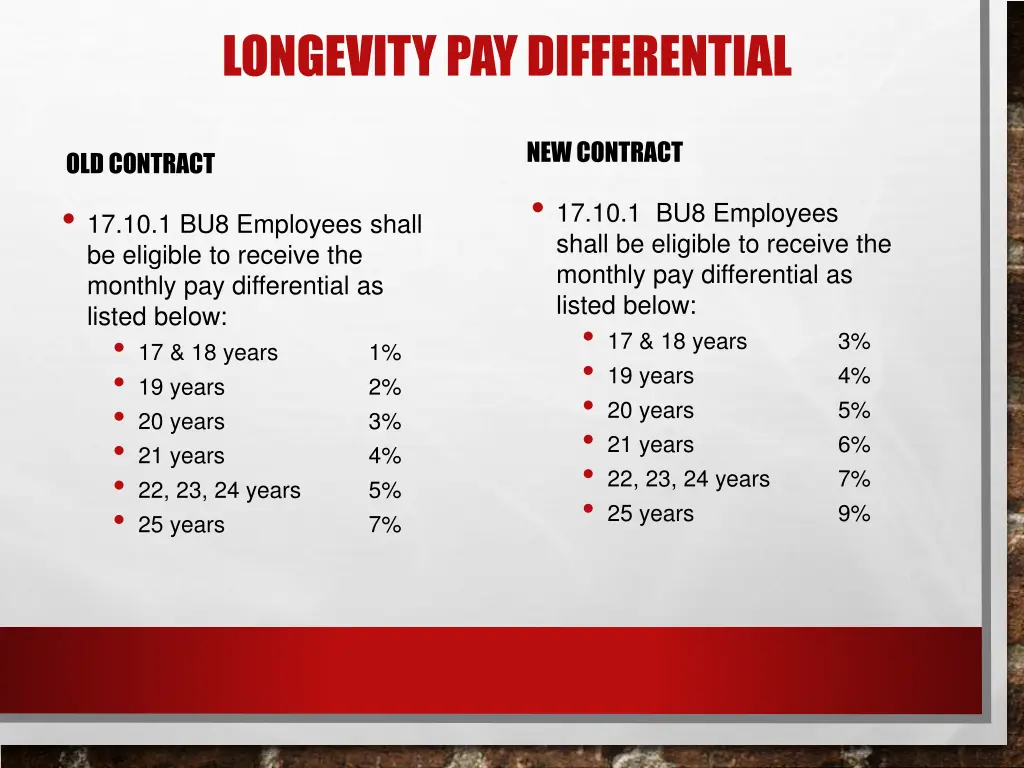 longevity pay differential