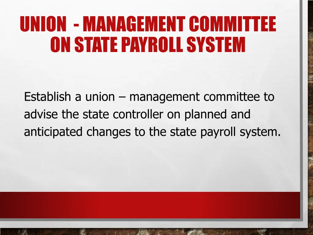 union management committee on state payroll system