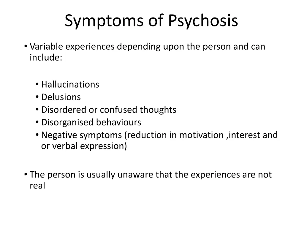 symptoms of psychosis