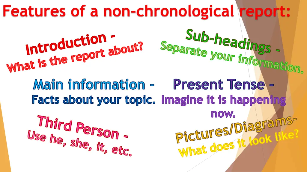 features of a non chronological report