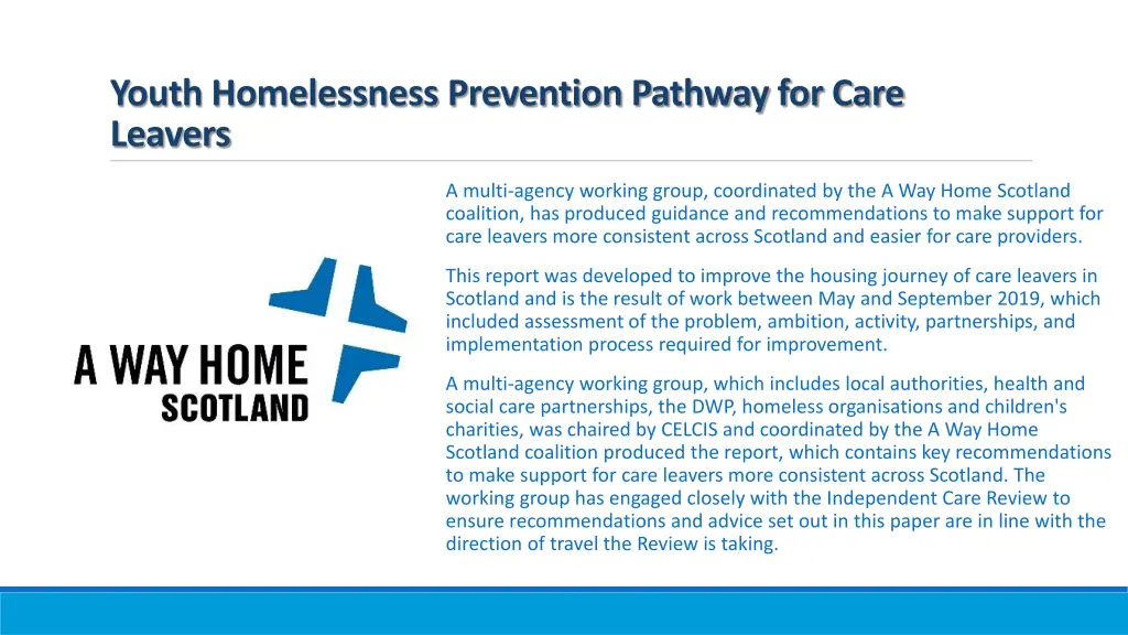 youth homelessness prevention pathway for care