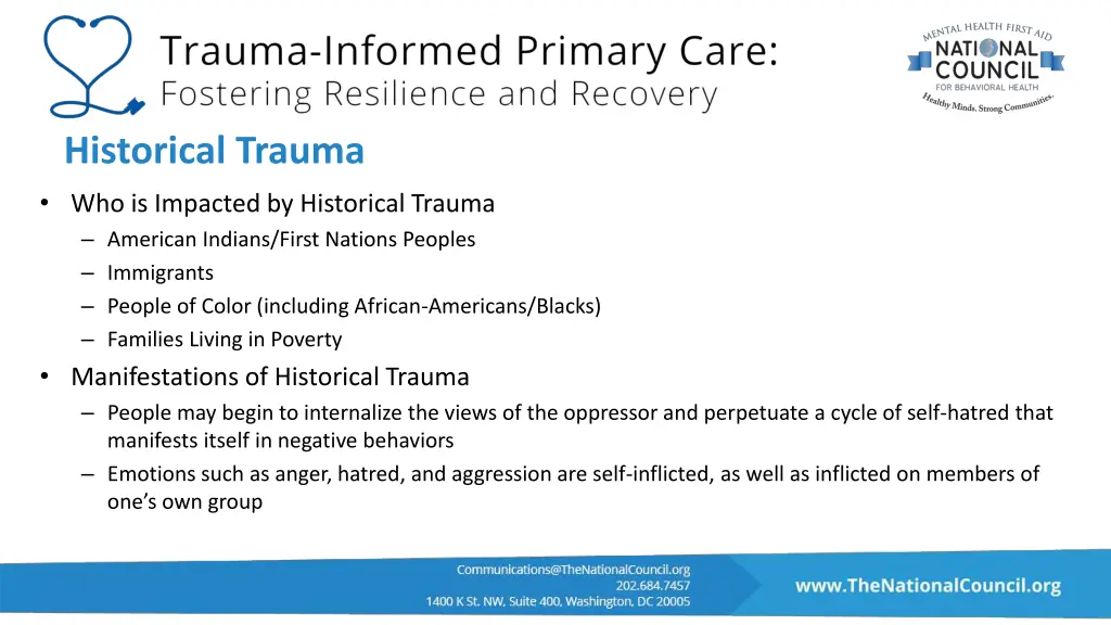 historical trauma who is impacted by historical