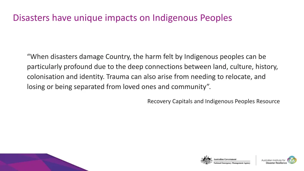 disasters have unique impacts on indigenous