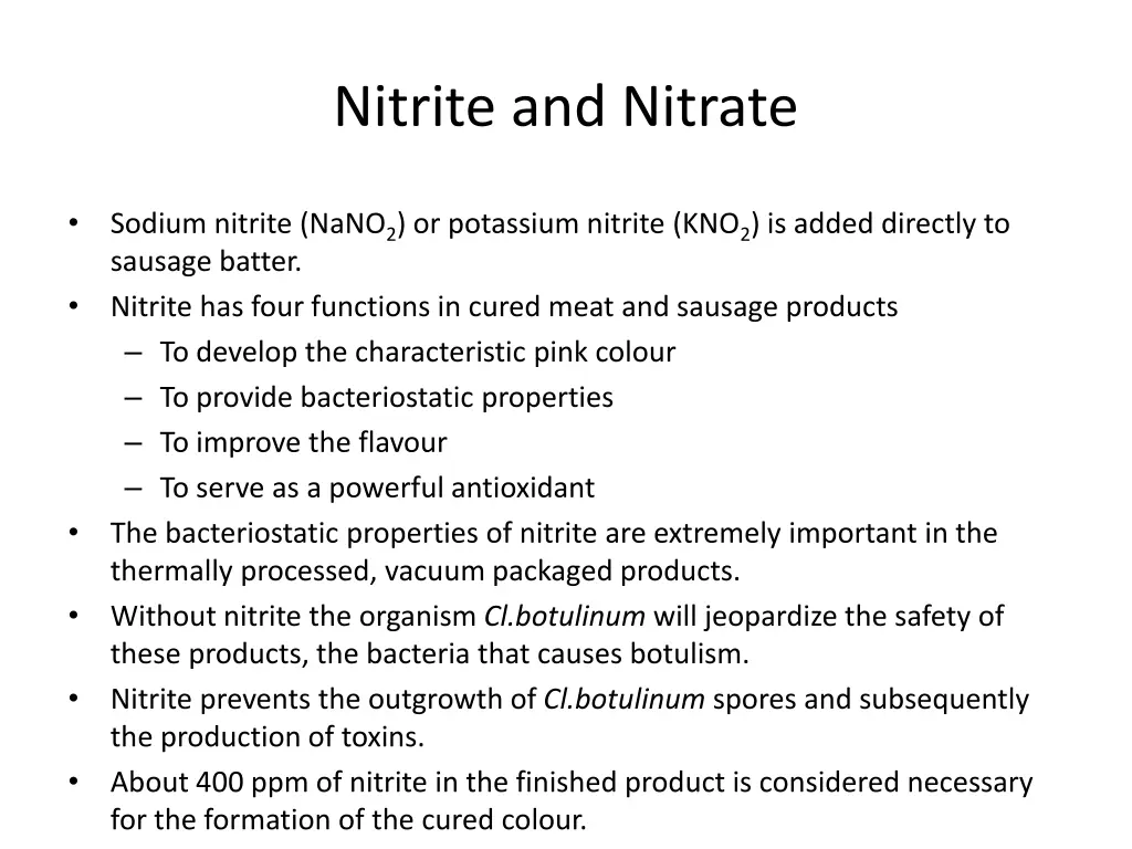 nitrite and nitrate