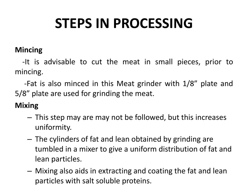 steps in processing