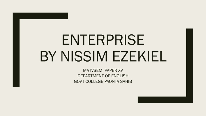 enterprise by nissim ezekiel