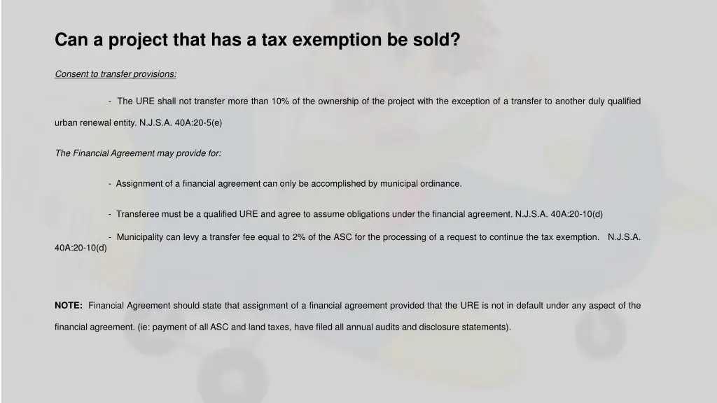 can a project that has a tax exemption be sold