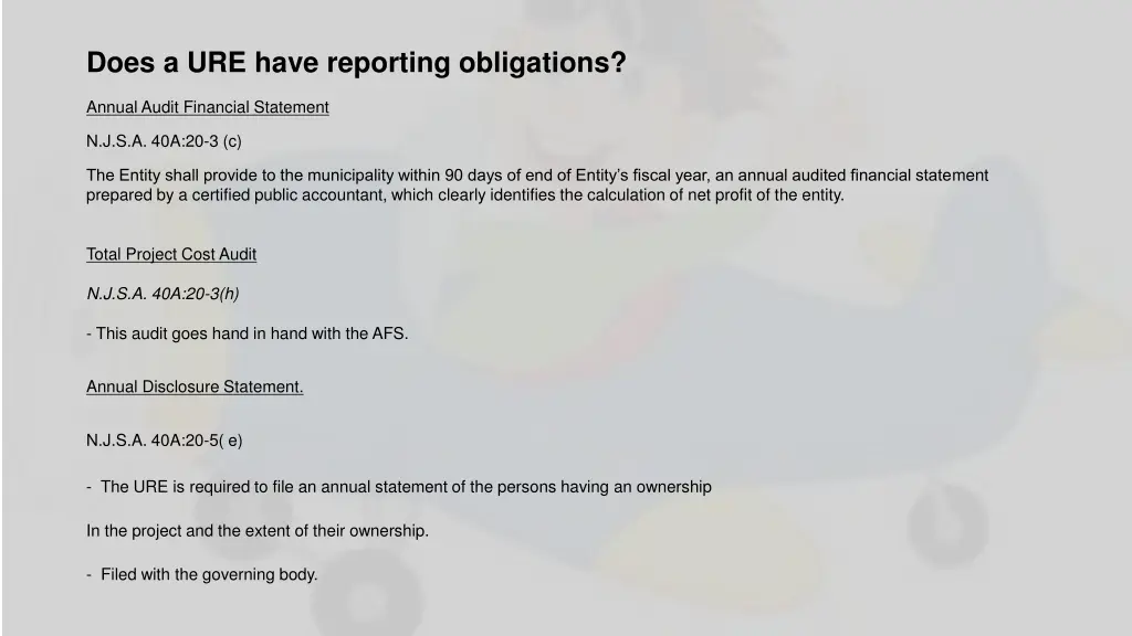 does a ure have reporting obligations