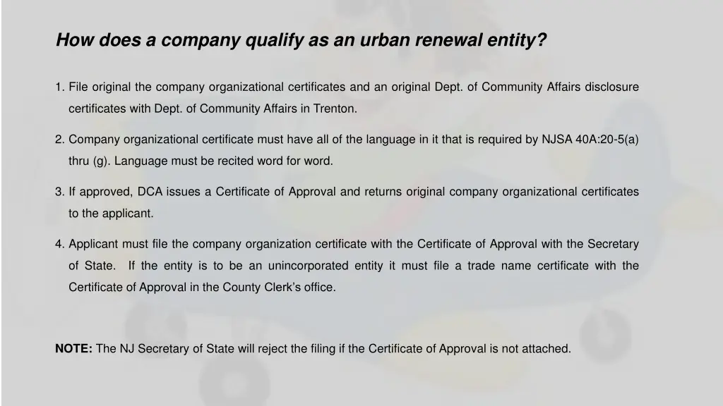 how does a company qualify as an urban renewal