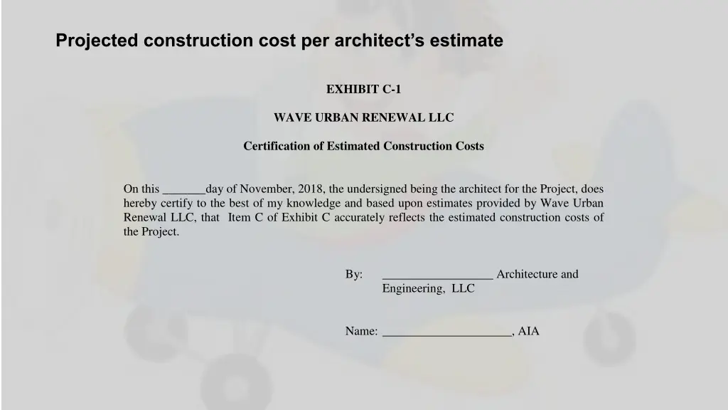 projected construction cost per architect