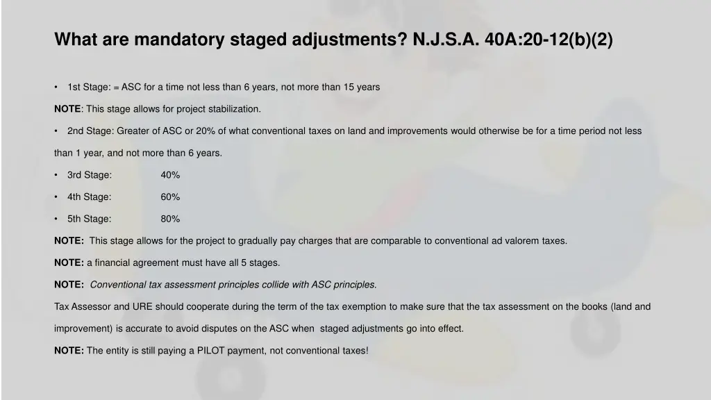 what are mandatory staged adjustments