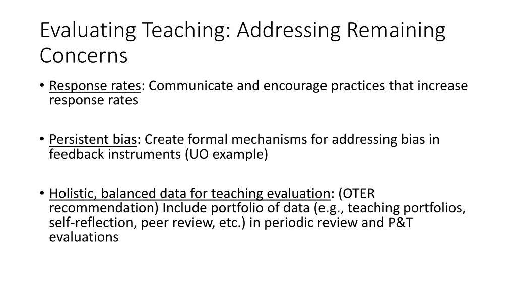 evaluating teaching addressing remaining concerns