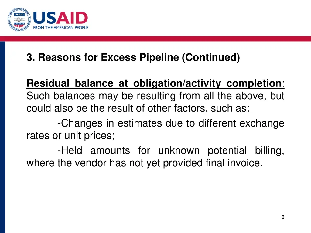 3 reasons for excess pipeline continued 2