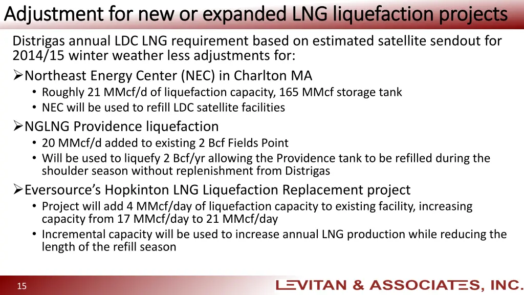 adjustment for new or expanded lng liquefaction