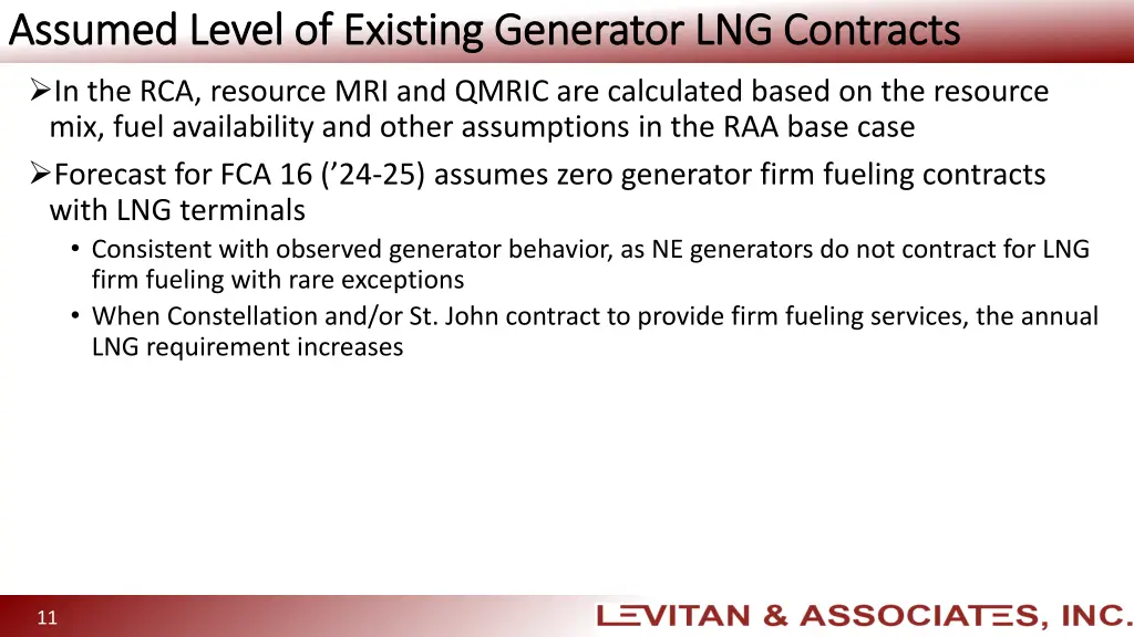 assumed level of existing generator lng contracts