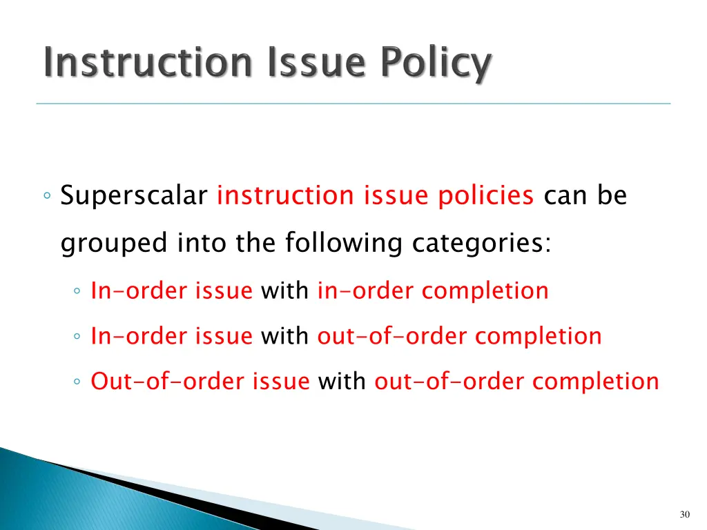 superscalar instruction issue policies